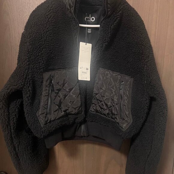 Alo Yoga Sherpa Edge Bomber Black Size S - Picture 11 of 11
